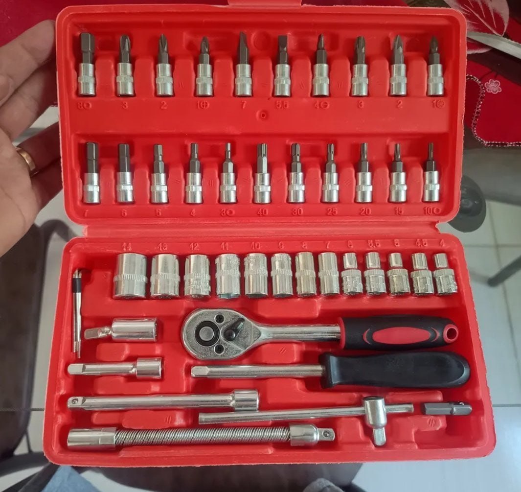 🧰 Kit Ferramentas 46 Peças Com Soquetes e Chaves