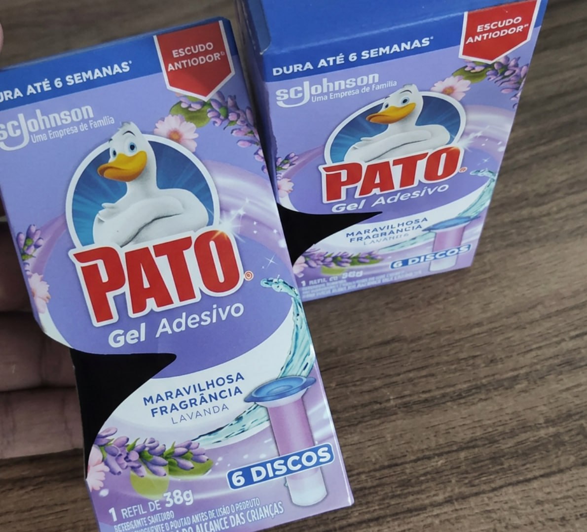 ✅ Pato Desodorizador Sanitário Gel Adesivo Lavanda c/ Aplicador, 6 Discos