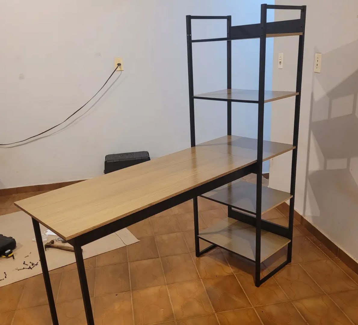 ✅ Mesa Escrivaninha Industrial C/ 5 Prateleiras - Athenas Shoop