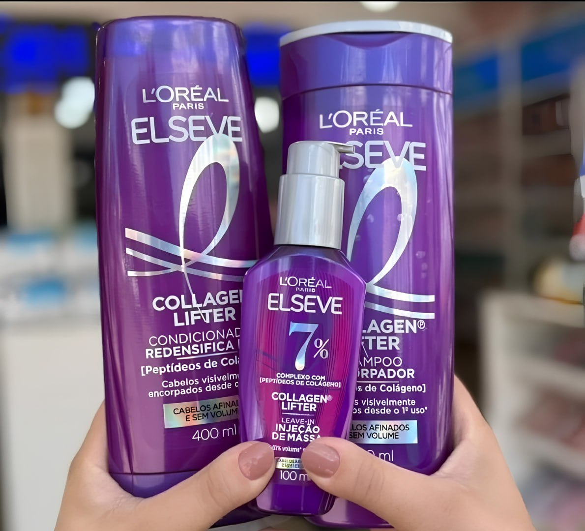 🫧 Kit L'Oréal Paris Elseve Collagen Lifter: Shampoo + Condicionador + Sérum Leave-in