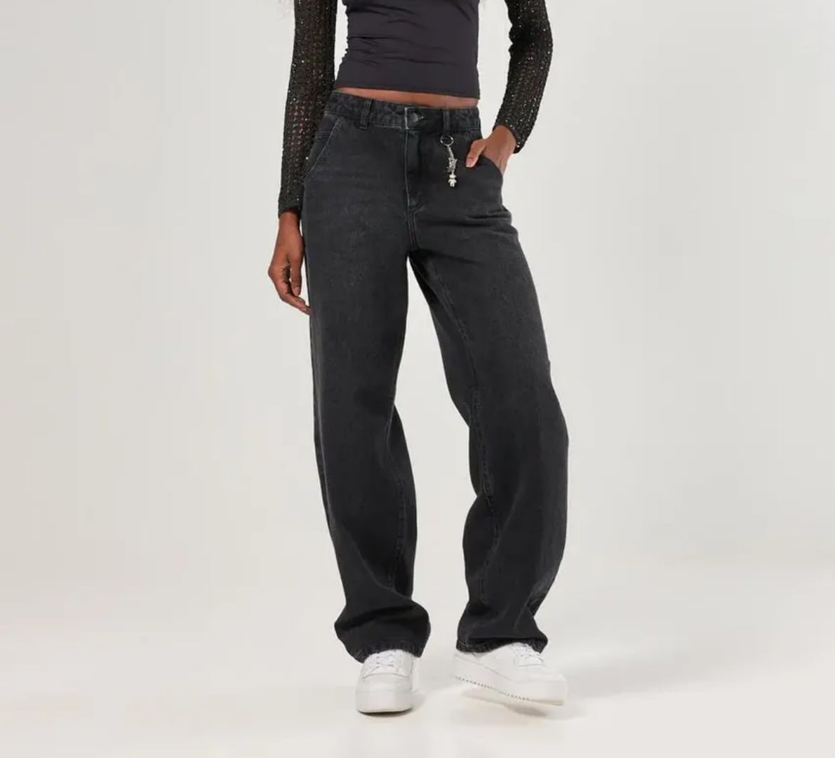 👖 Calça Jeans Baggy Cintura Baixa Chaveiro