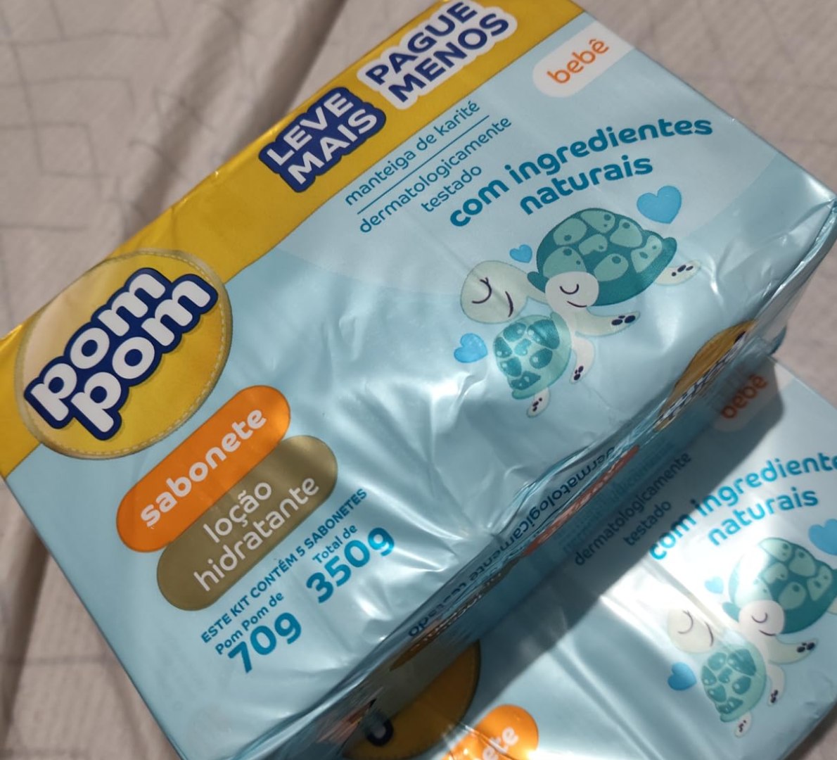 🧼 Kit 5 unidades Sabonetes em Barra Pom Pom Loção Hidratante