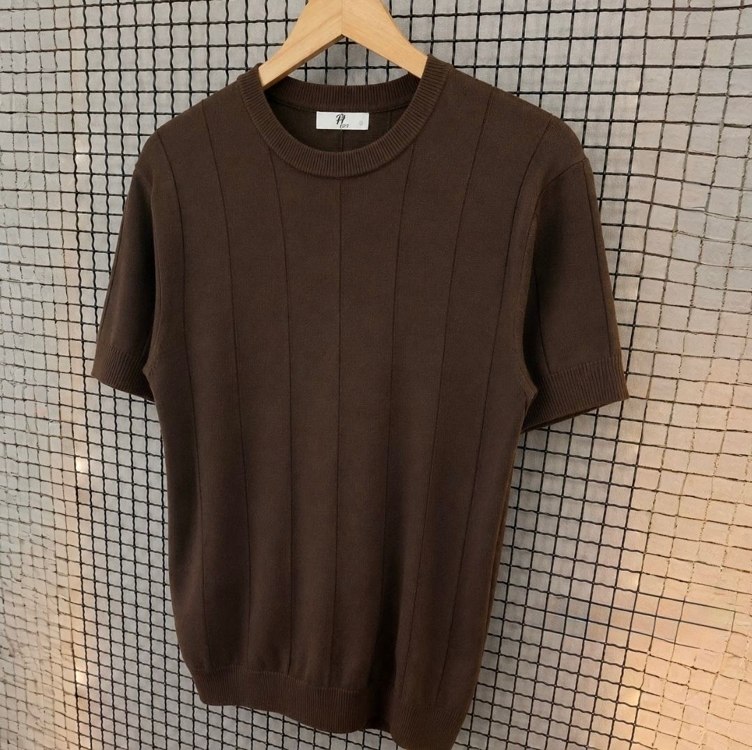 👕 Camiseta Masculina Modal Tricô Canelada