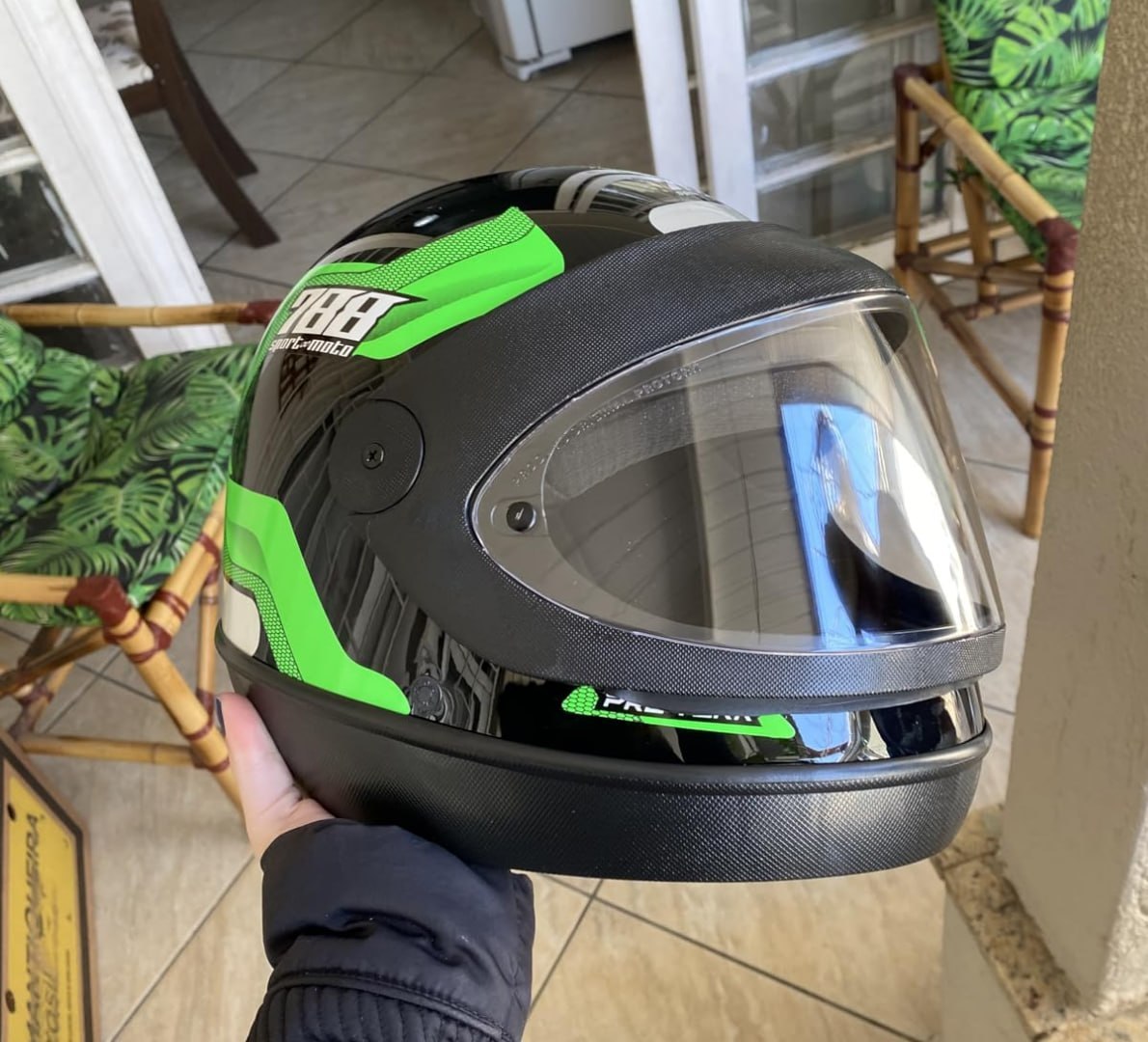 🪖 Capacete Moto Pro Tork Moto 788, Preto/Verde, Tam. 58