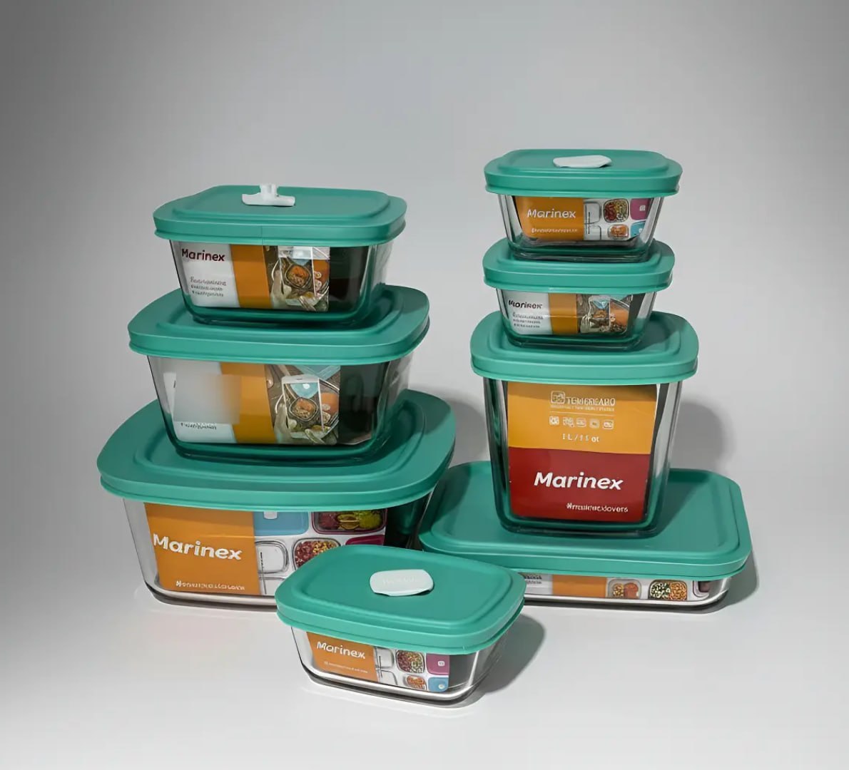 ✅ Kit 7 Potes de Vidro Marinex (5 cores)