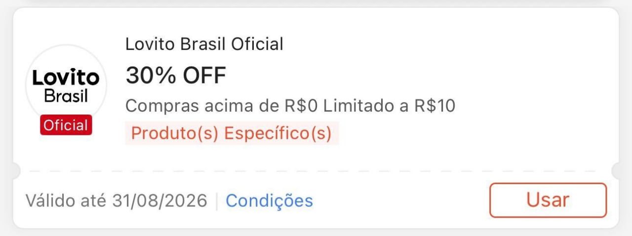 🚨 CUPOM SHOPEE x LOJA OFICIAL LOVITO