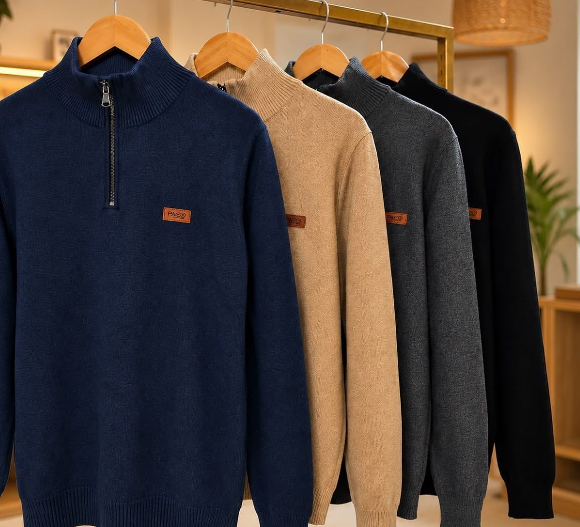 🧥 Suéter Zíper Gola Alta (4 cores)