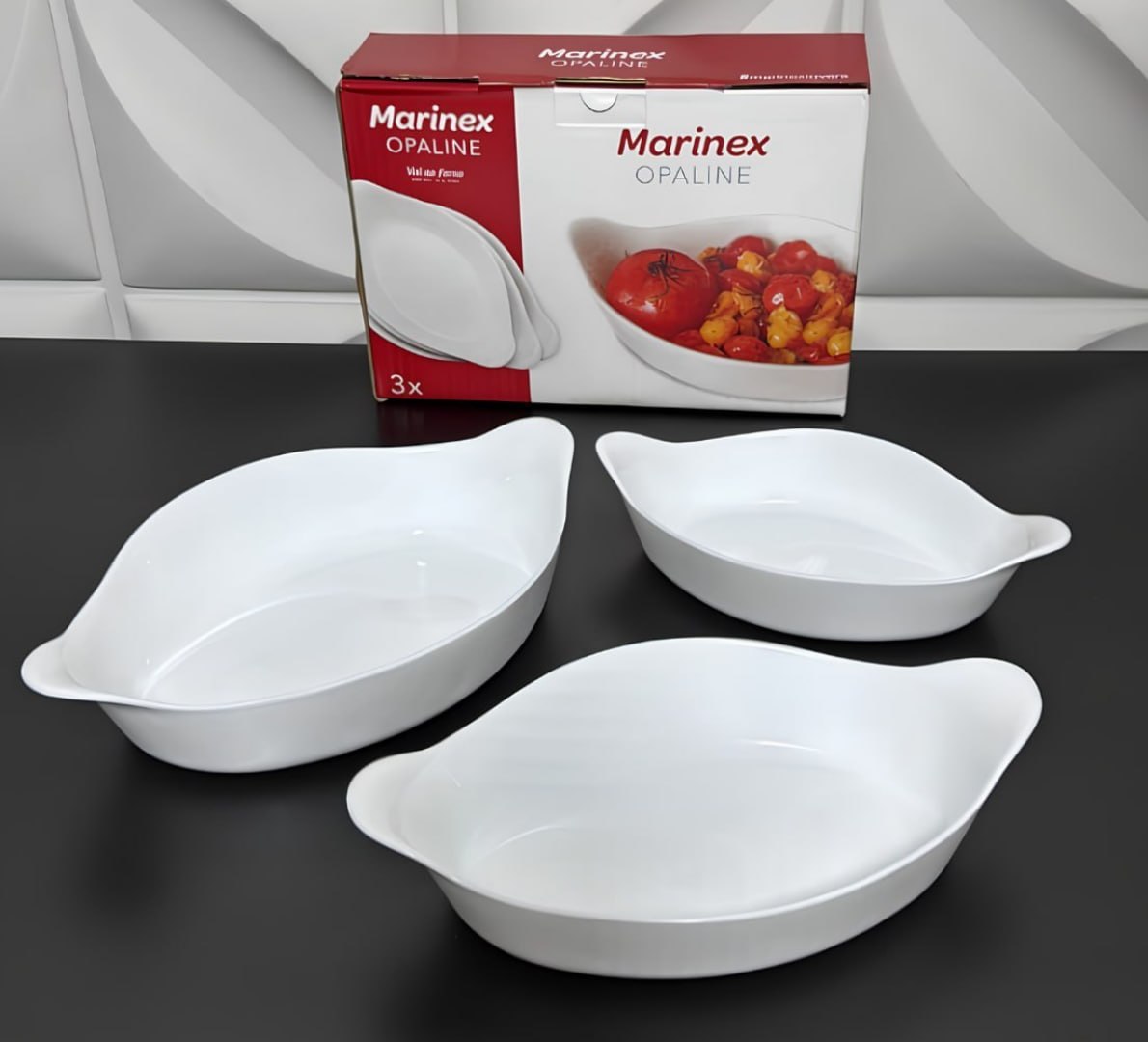✅ Marinex Conjunto de Assadeiras Oval Opaline 3 Peças