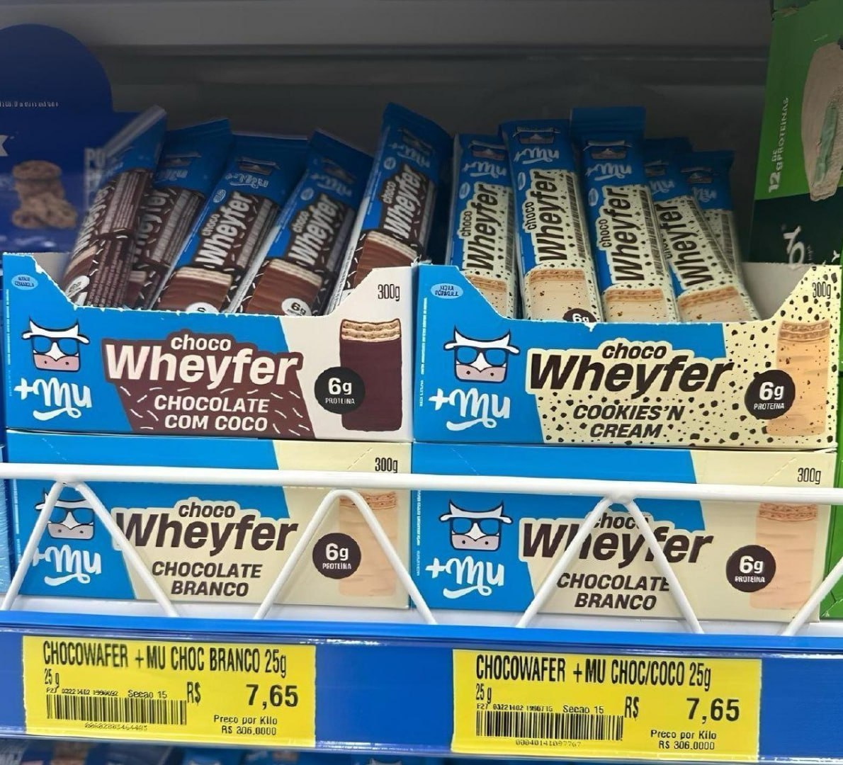 💪 +Mu Chocowheyfer Proteico Sabor Cookies - Display com 12 unidades - 300g