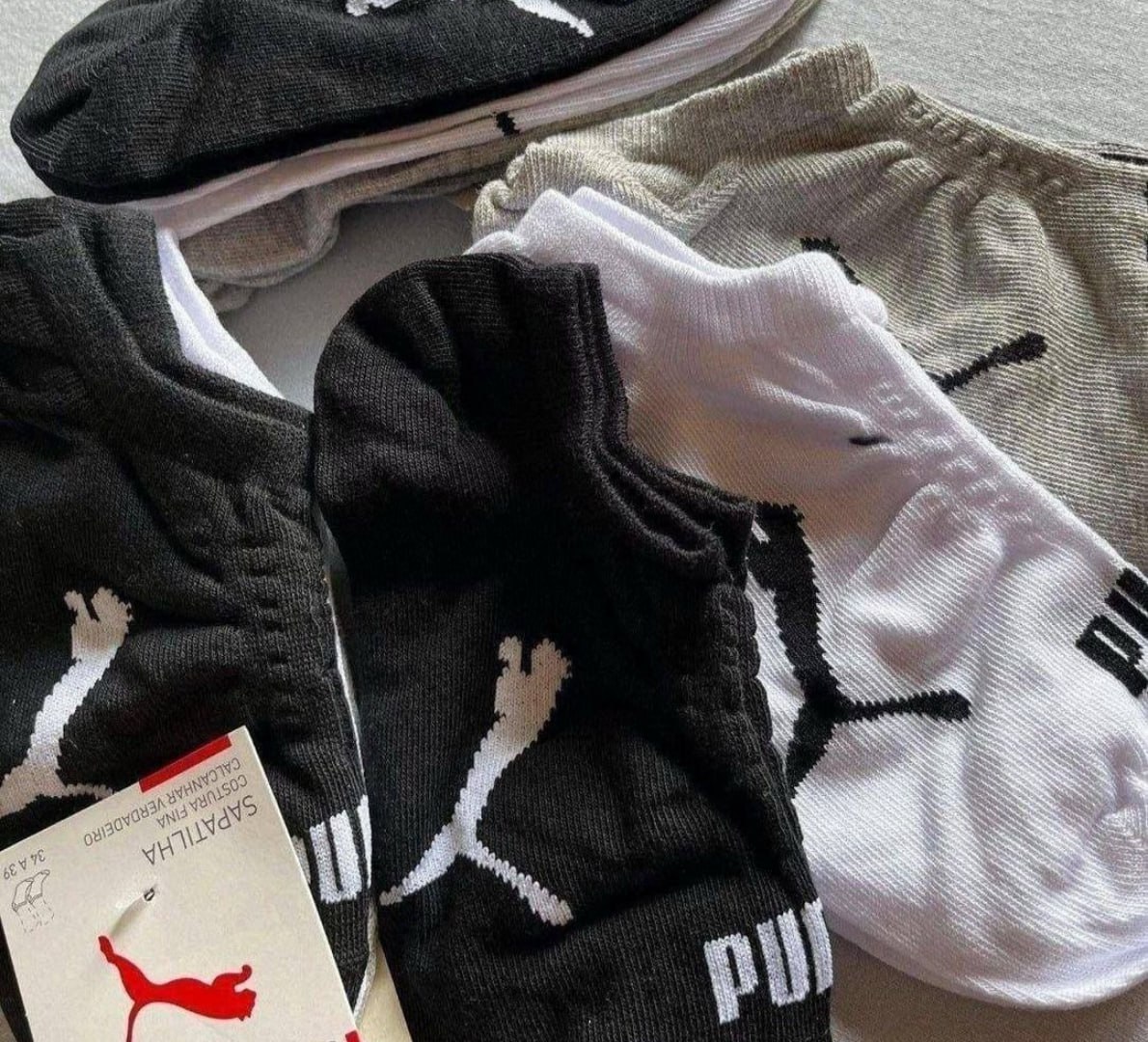 🧦 Kit com 9 Pares Meias Puma Sapatilha Algodão
