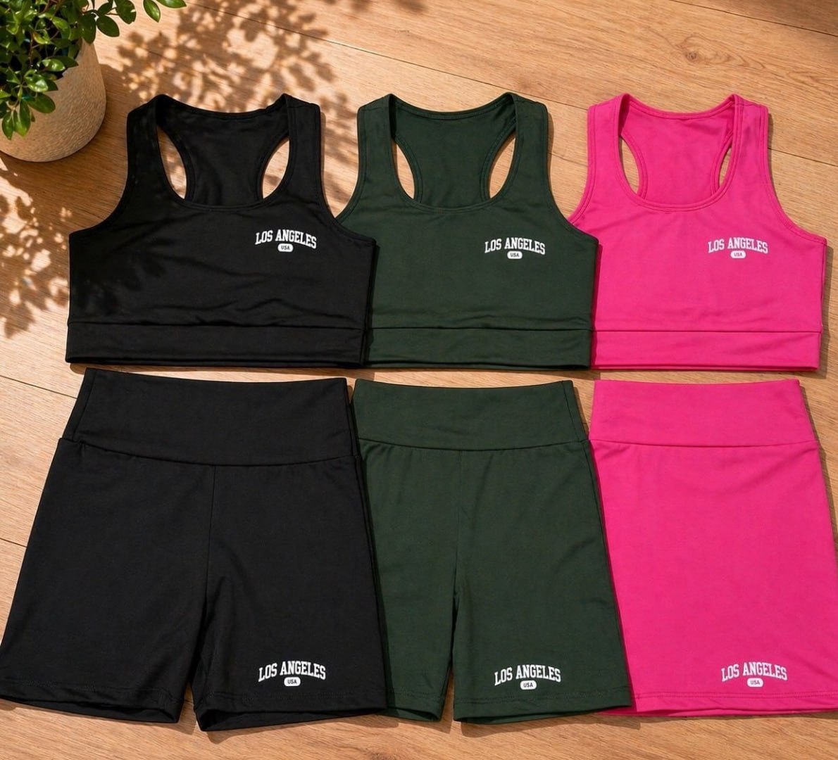 ✅ Kit 3 Conjunto Top e Shorts Los Angeles