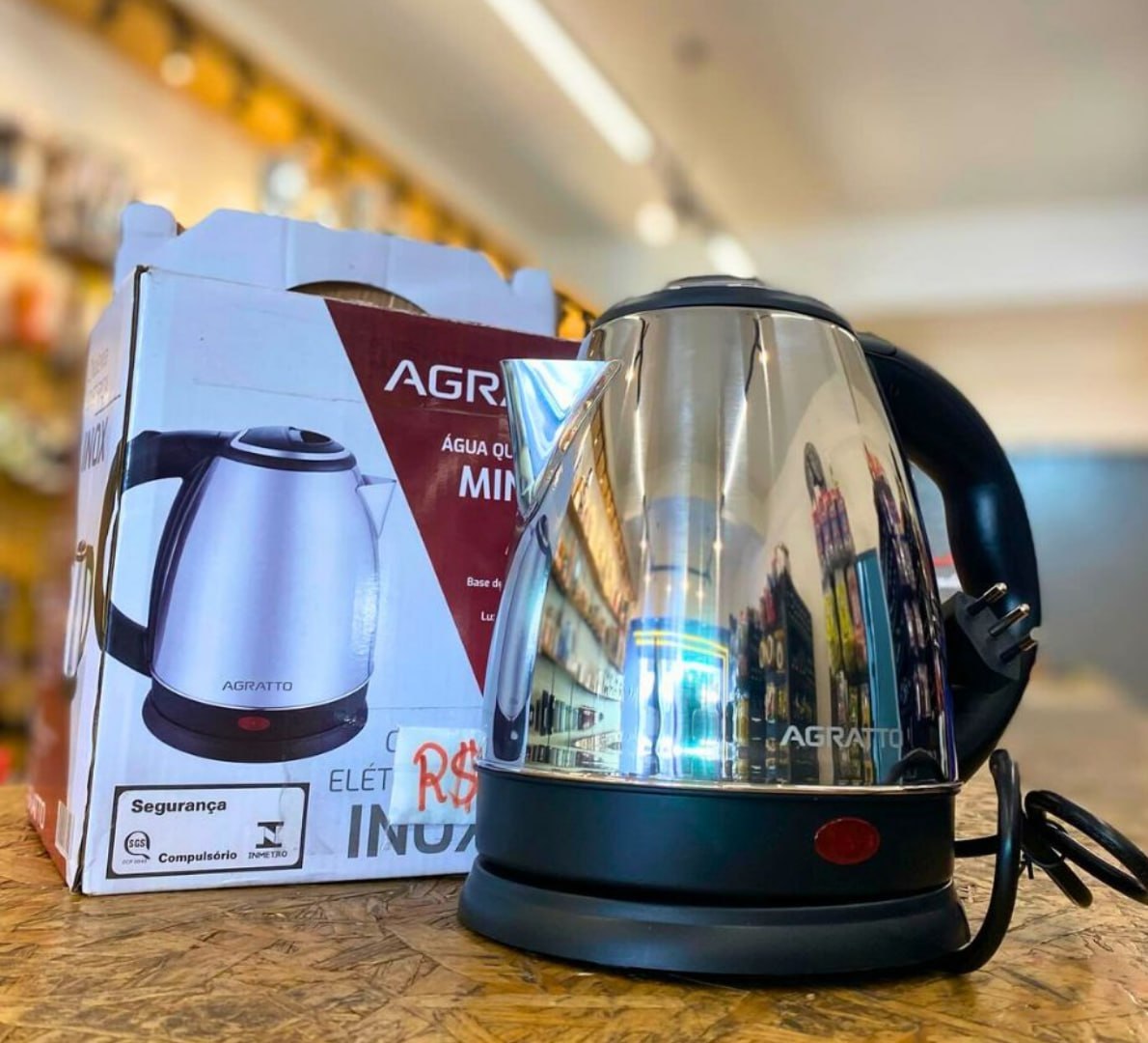 ✅ Agratto - Chaleira Eletrica Inox, 220v, 1,8L
