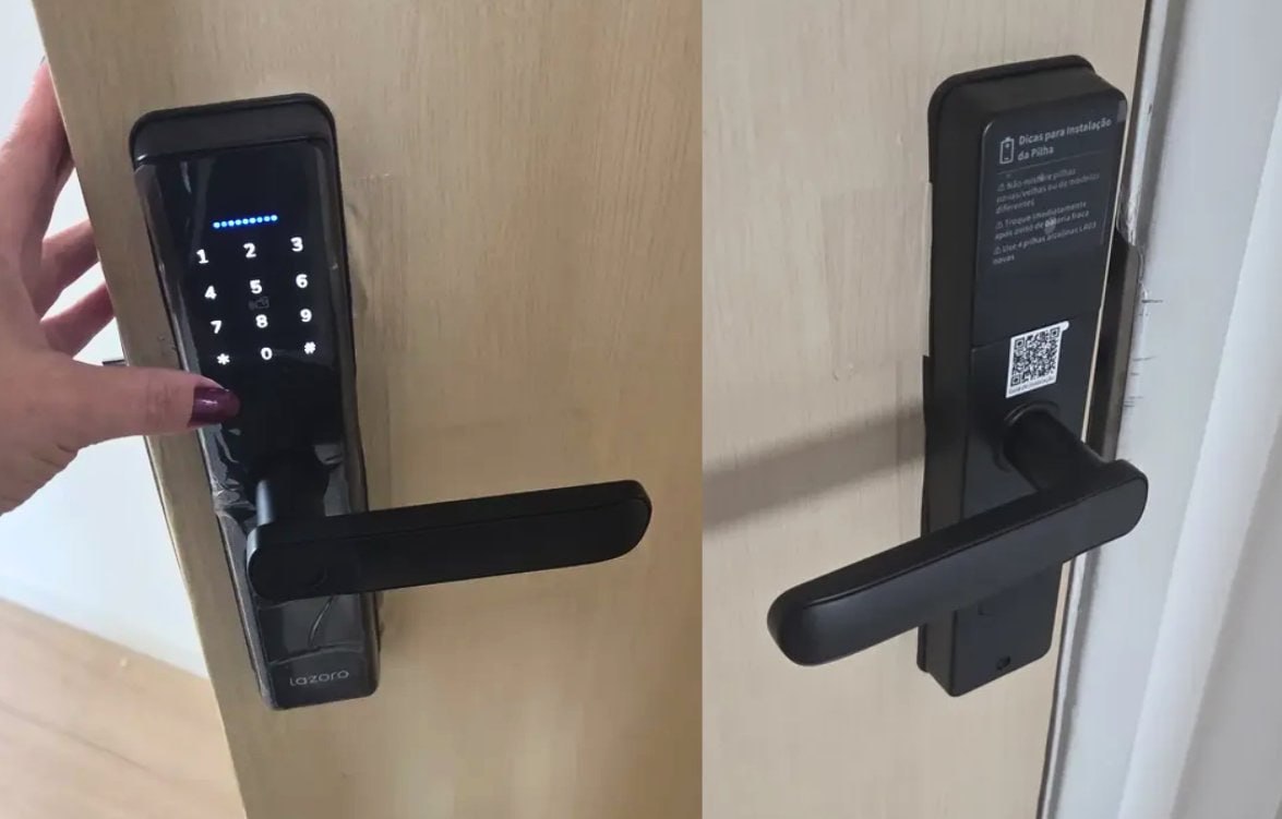🔒 Fechadura Eletrônica Digital Tuya com Biometria, Senha, Cartão IC e App Bluetooth LAZORO