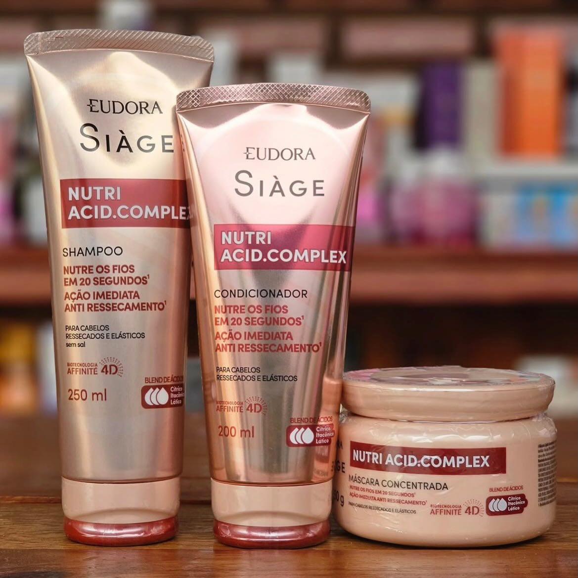 ✨ Eudora Siàge Nutri Acid. Complex: Shampoo + Condicionador + Máscara