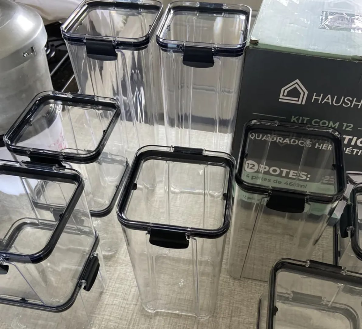 ✅ Kit 12 Potes Herméticos Quadrados