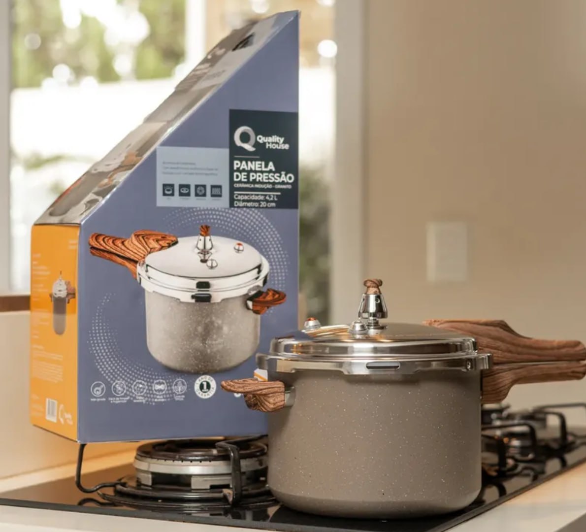🍲 Panela de Pressão Revestimento Cerâmico 4,2l Quality House