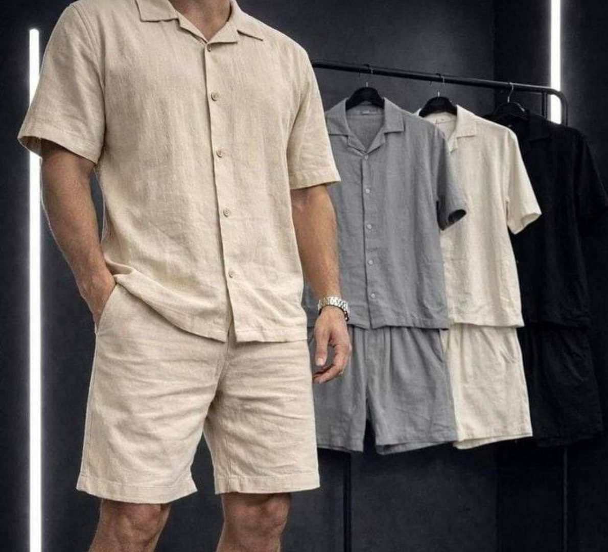 👕 Conjunto Linho: Camisa + Shorts com Bolso (4 cores)
