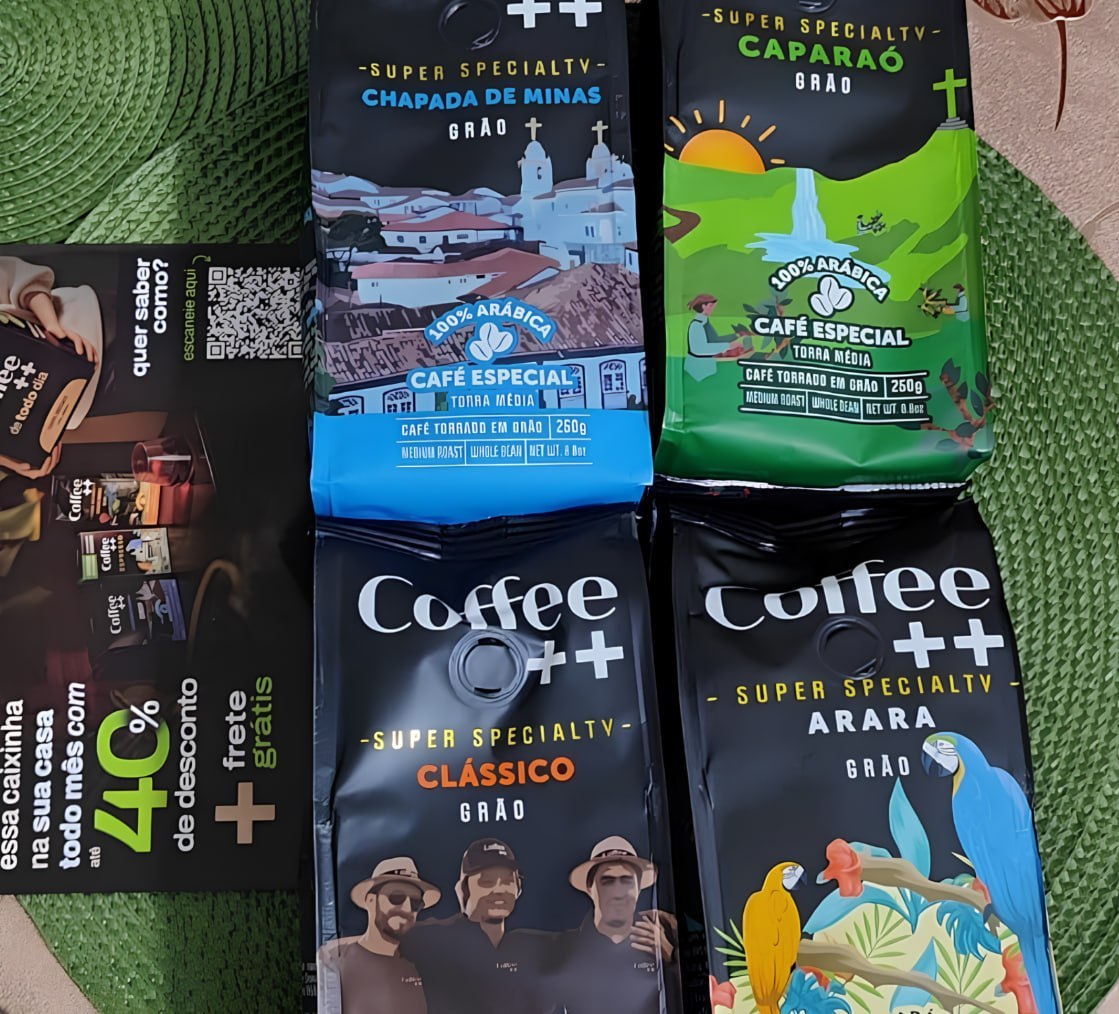 ☕️ Kit 4 Pacotes Café Especial em Grãos Coffee Mais: Arara, Caparaó, Chapada de Minas e Clássic...