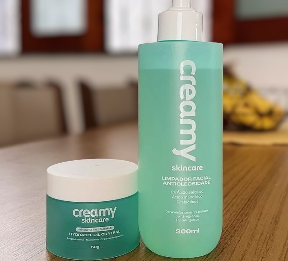 🧴 Kit Duo Creamy: Hydragel Oil Control + Limpador Facial Antioleosidade