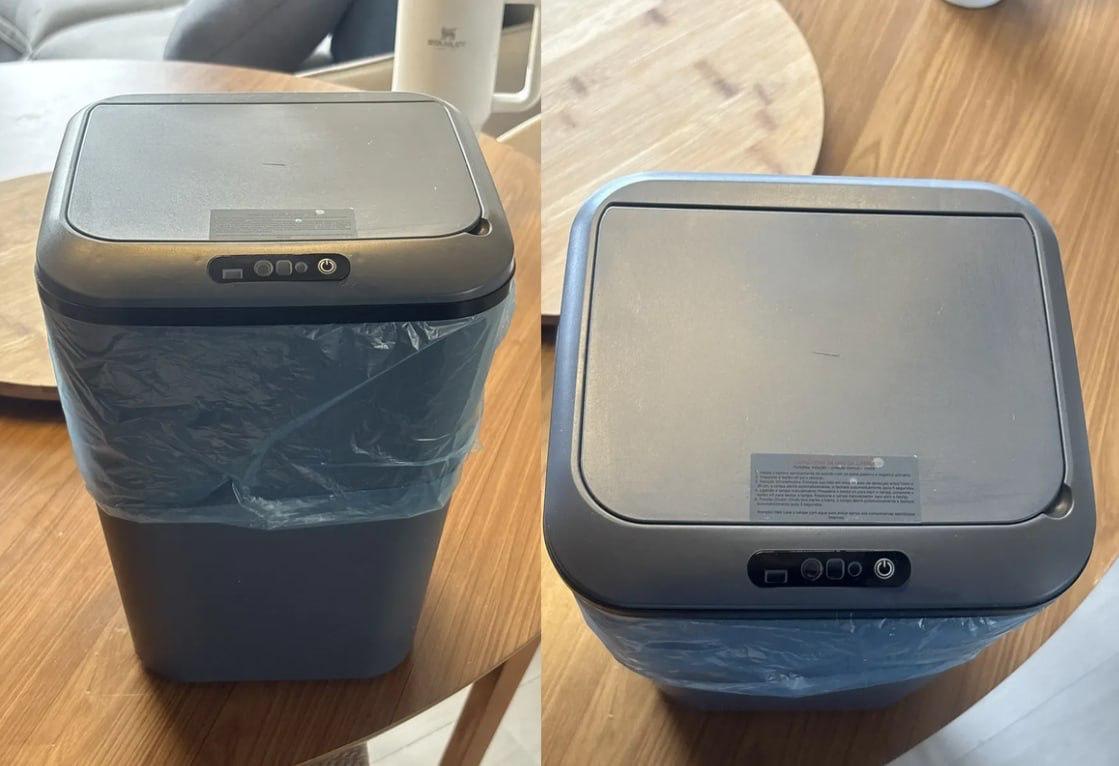 🗑️ Lixeira Inteligente Cinza Anti 16L Recarregável Usb