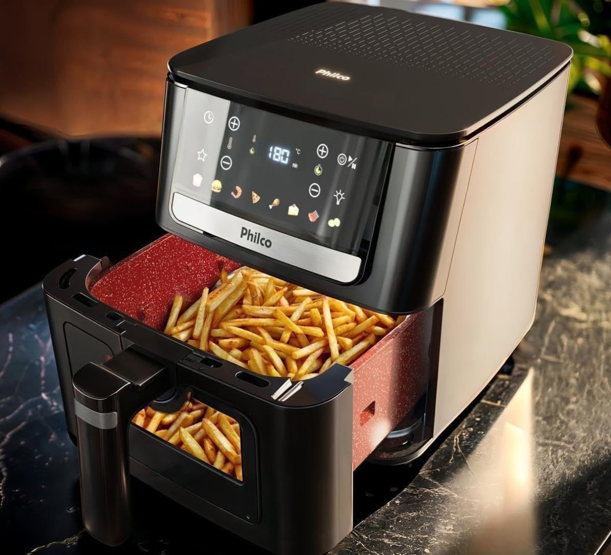 🍟 Air Fryer Philco 6,5L Visor Glass e Redstone 1700W - 127v