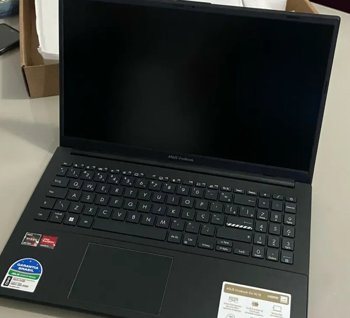 💻 Notebook ASUS VivoBook Go 15, AMD Ryzen 5 7520U, 8GB RAM, 512GB SSD, KeepOS, Tela 15,6" FHD