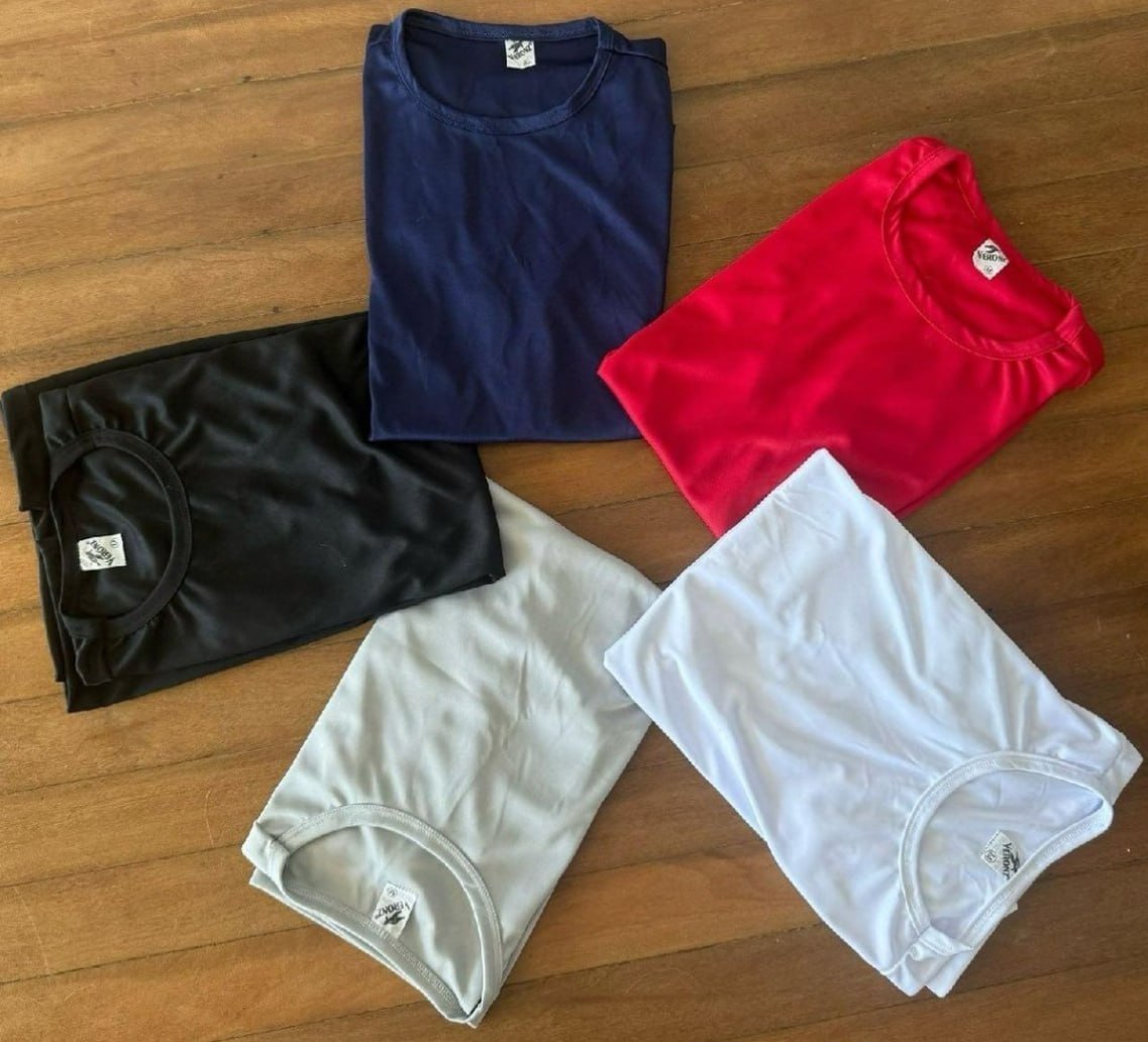👕 Kit 5 Camisetas Básicas Masculina Dry Fit Lisa Tradicional - Tamanho P, M e G