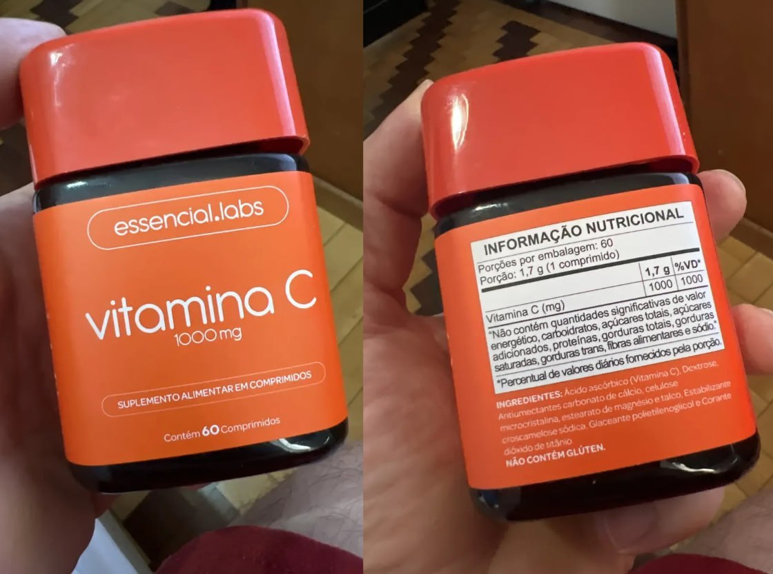 💊 Vitamina C 1000mg Fórmula Concentrada 100% Pura - 60 Doses