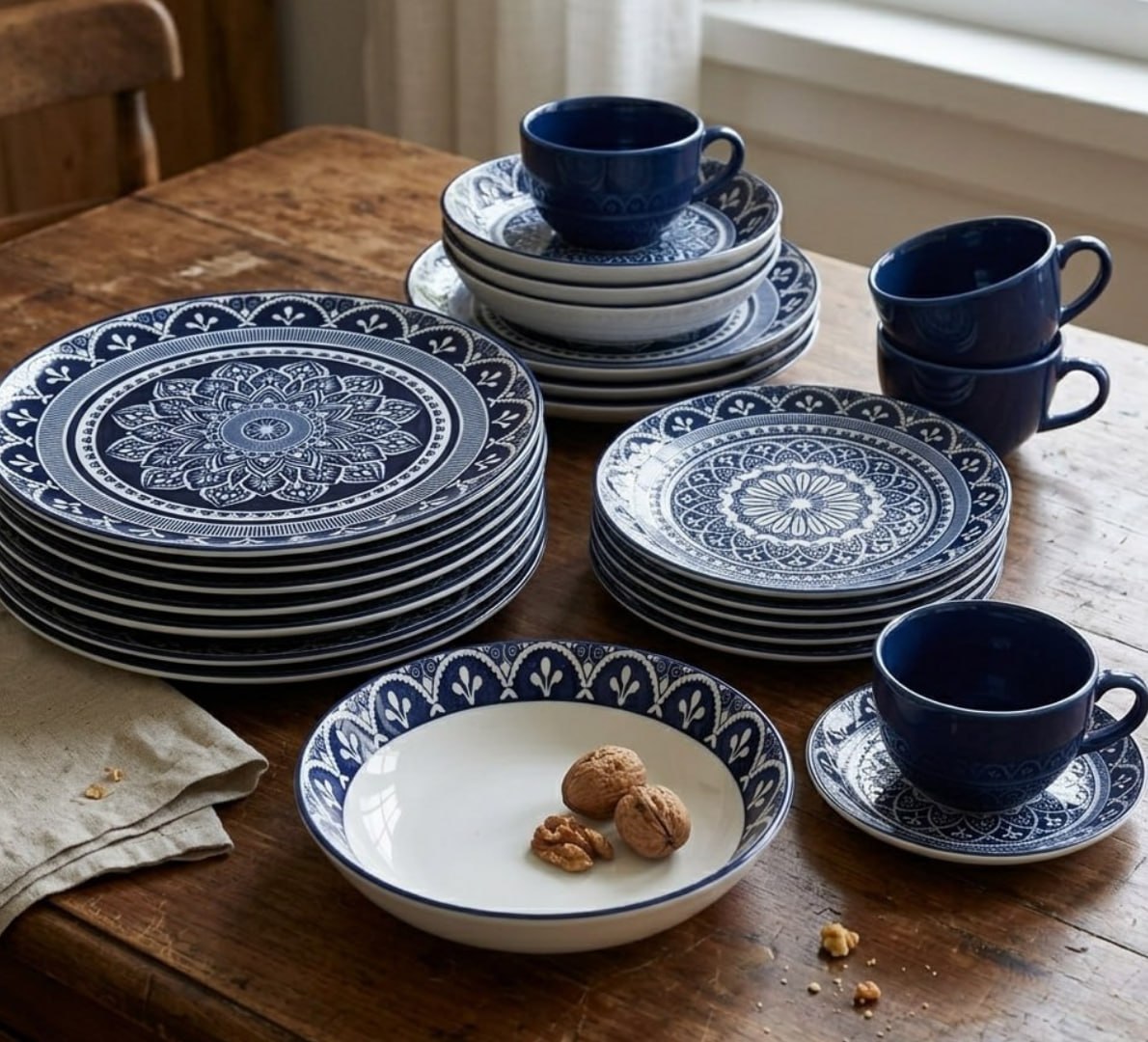 🍽 Aparelho de Jantar 30 Peças Málaga Decoração com Relevo Flat Oxford Branco Málaga