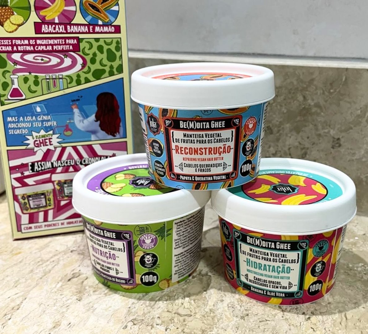 🧴 Kit Cronograma Capilar Be(m) dita Ghee 3 Produtos Lola Cosmetics
