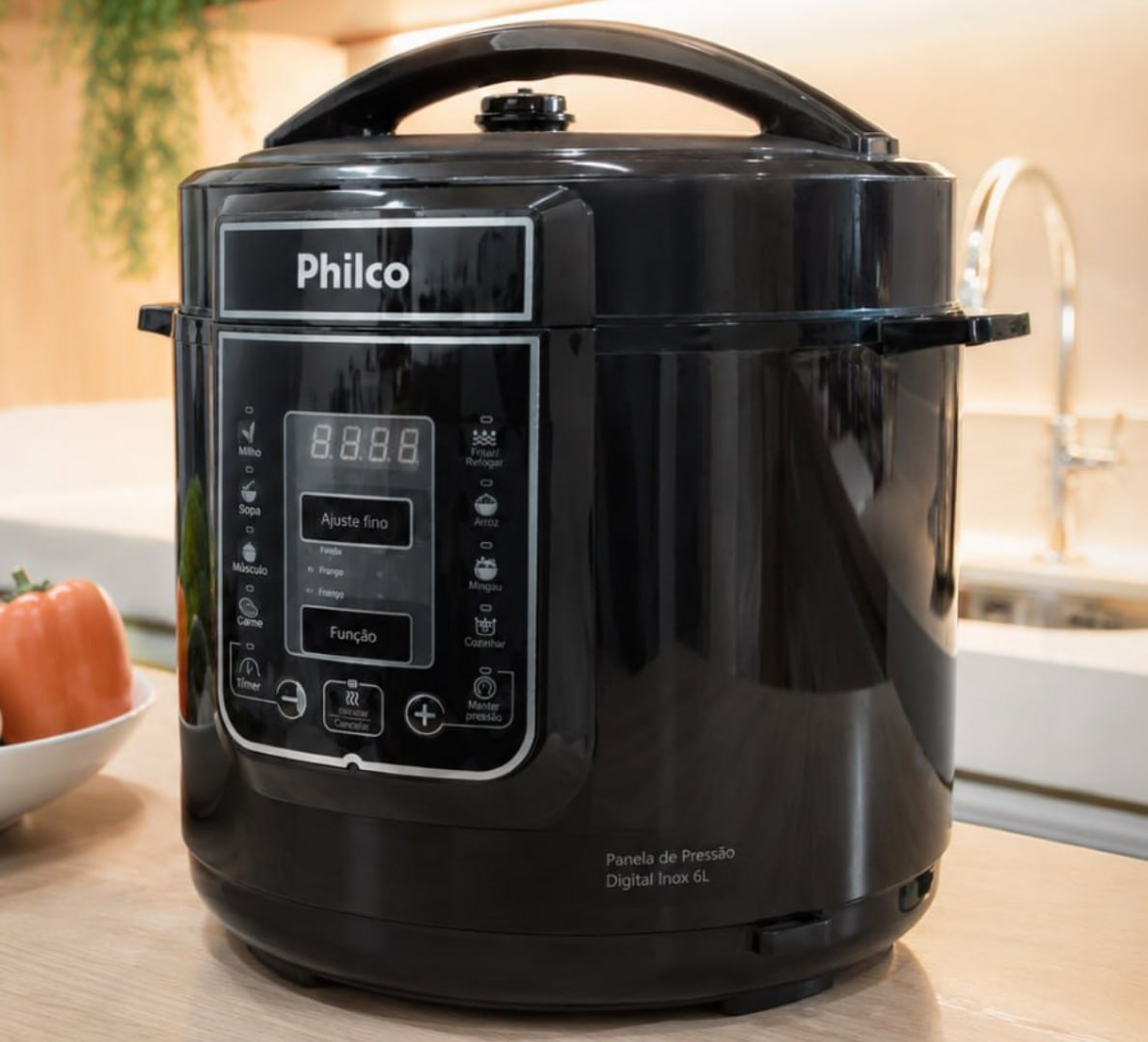 ✅ Philco Panela de Pressão, Digital Inox Ppp01p, 6L, Preto, 220v