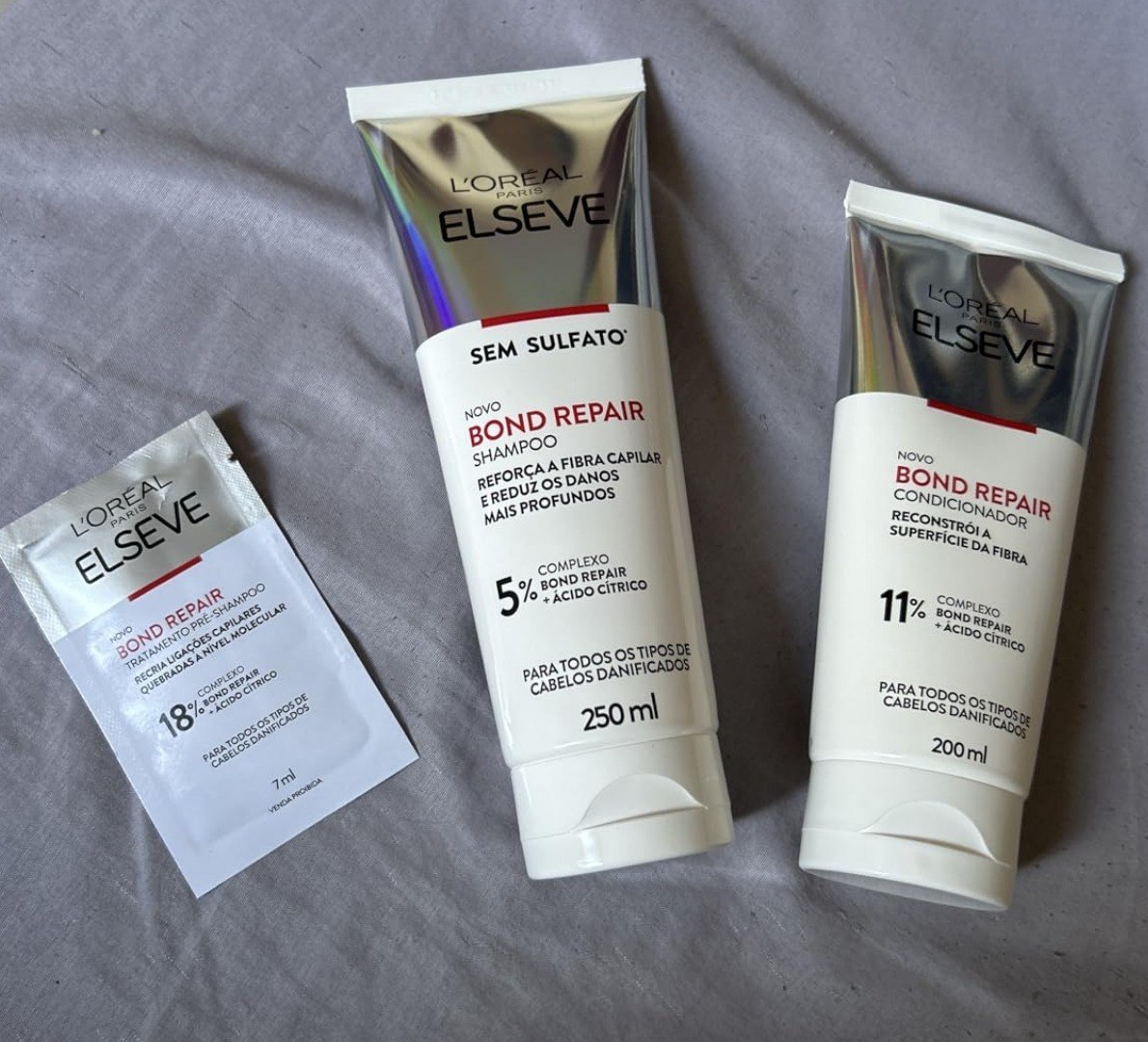 🫧 L'Oréal Paris Elseve Bond Repair Kit (Shampoo + Condicionador + Sachê Pré-Shampoo)