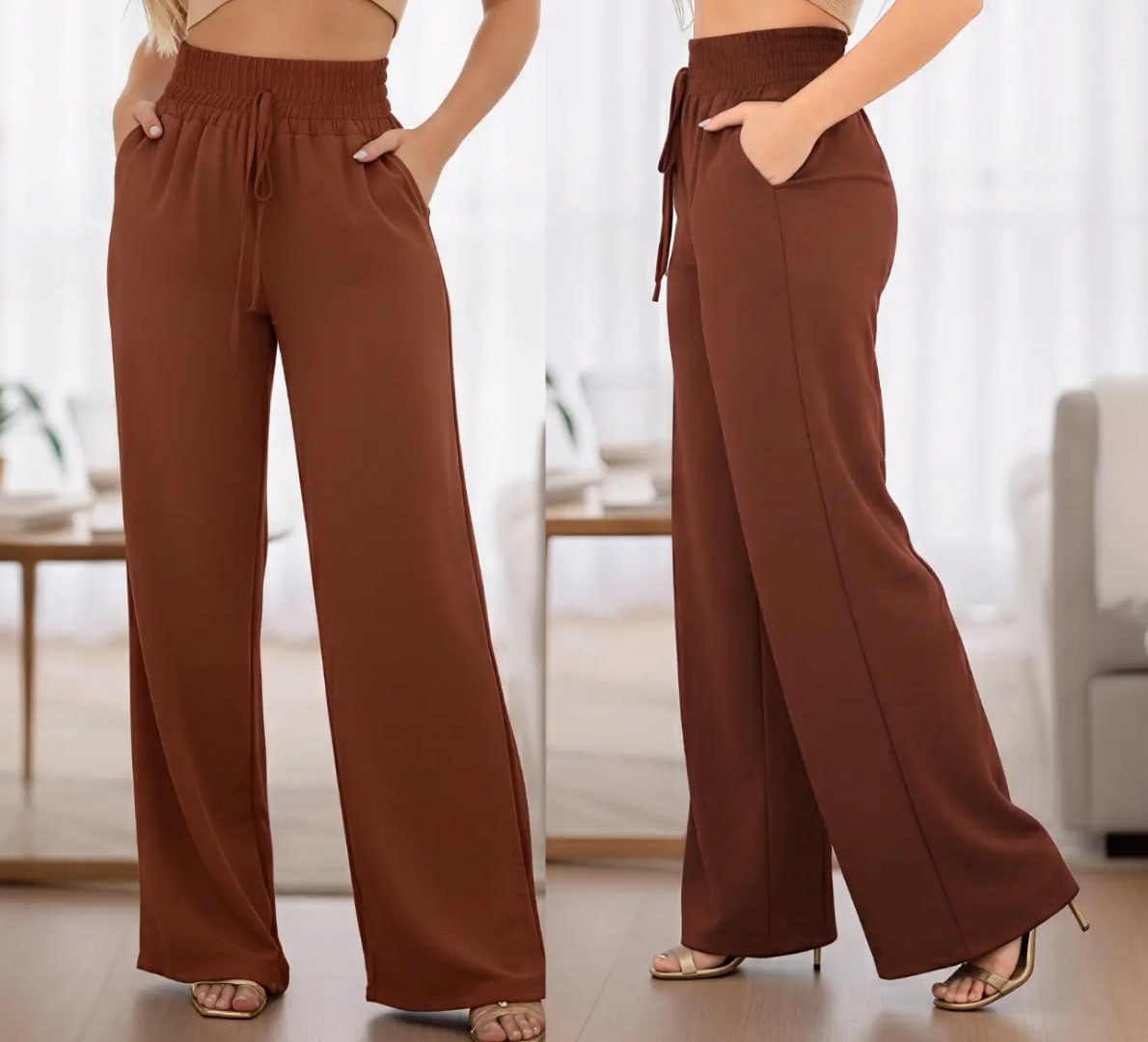 👖 Calça Pantalona Duna Wide Leg Cintura Alta (várias cores)