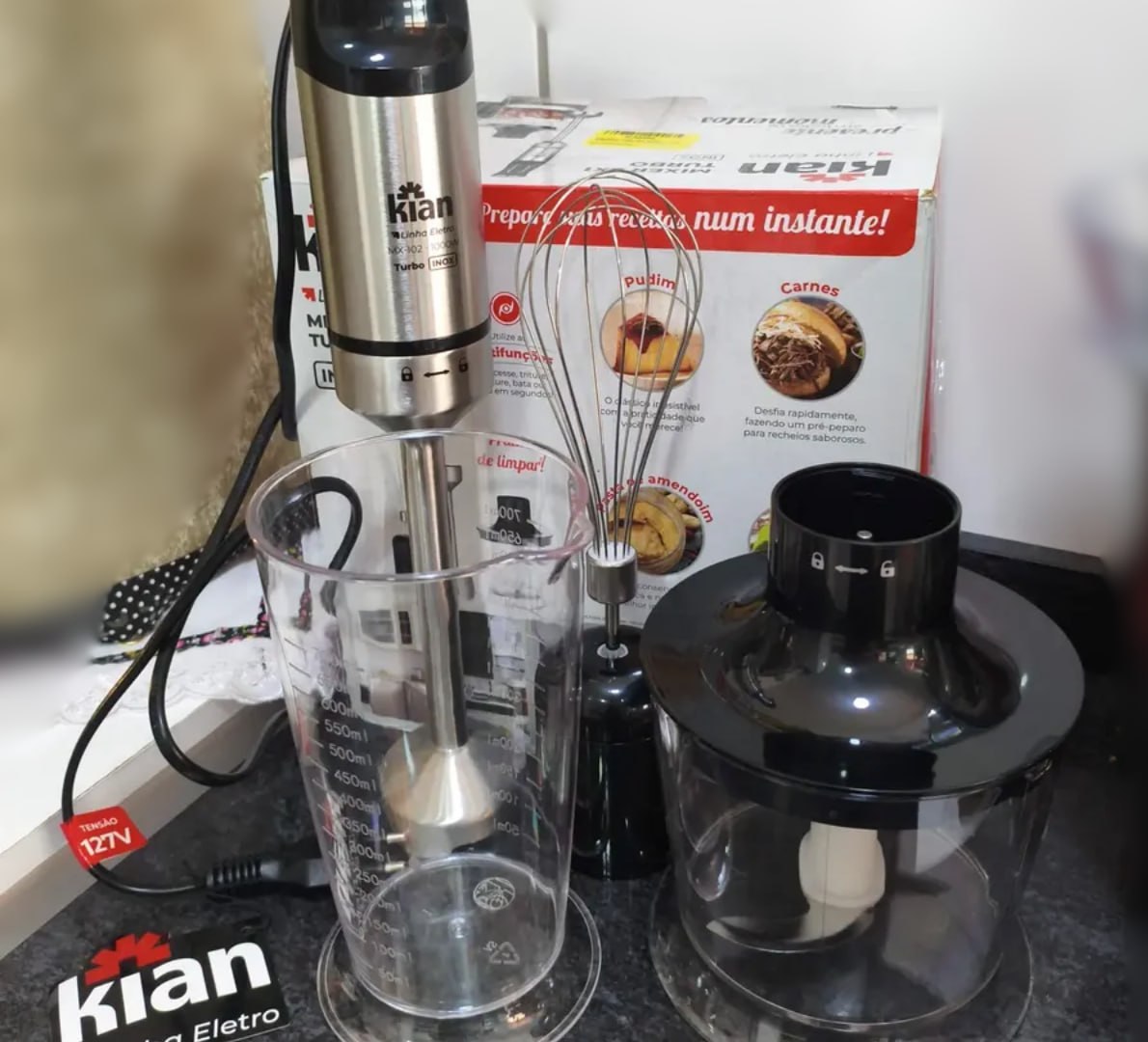 ✅ Mixer 3 Em 1 Processador Batedor Inox 1000w Kian Preto - 127V