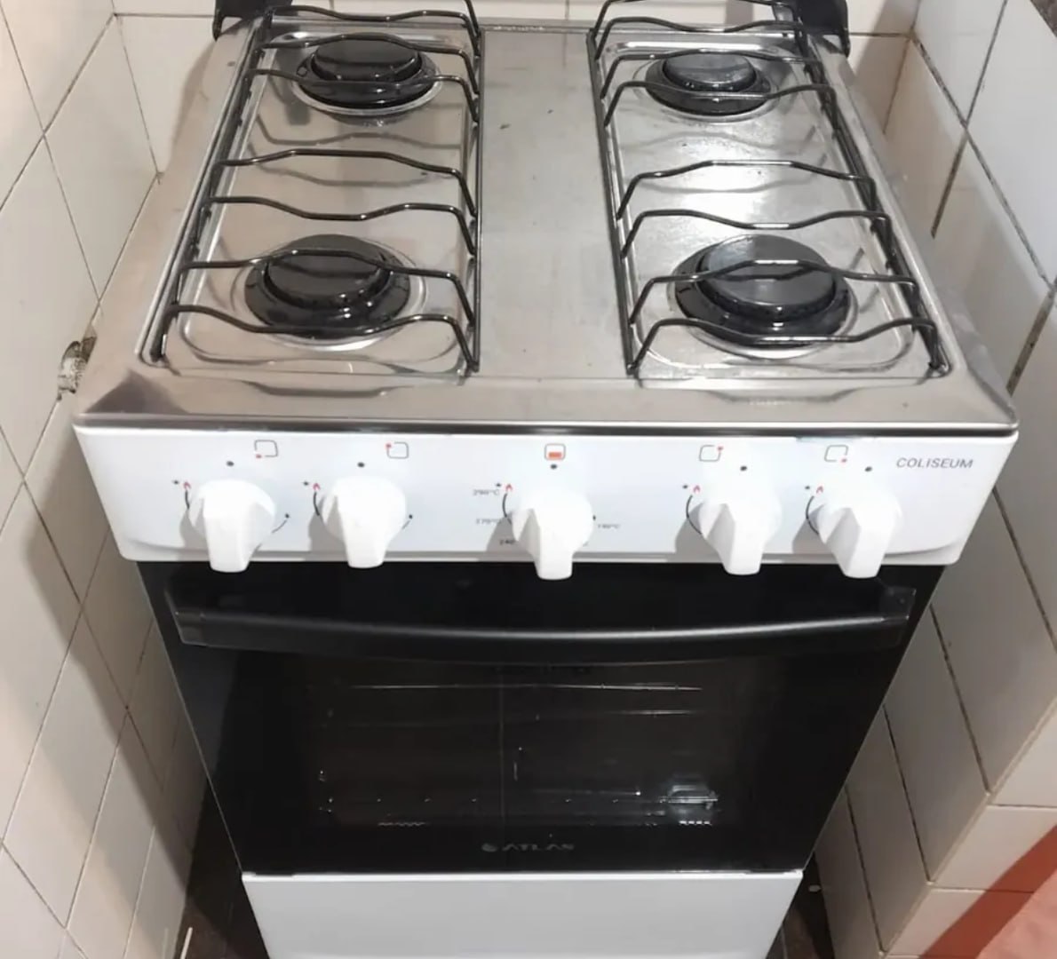 ✅ Fogão Atlas 4 Bocas Mesa de Inox Coliseum Plus