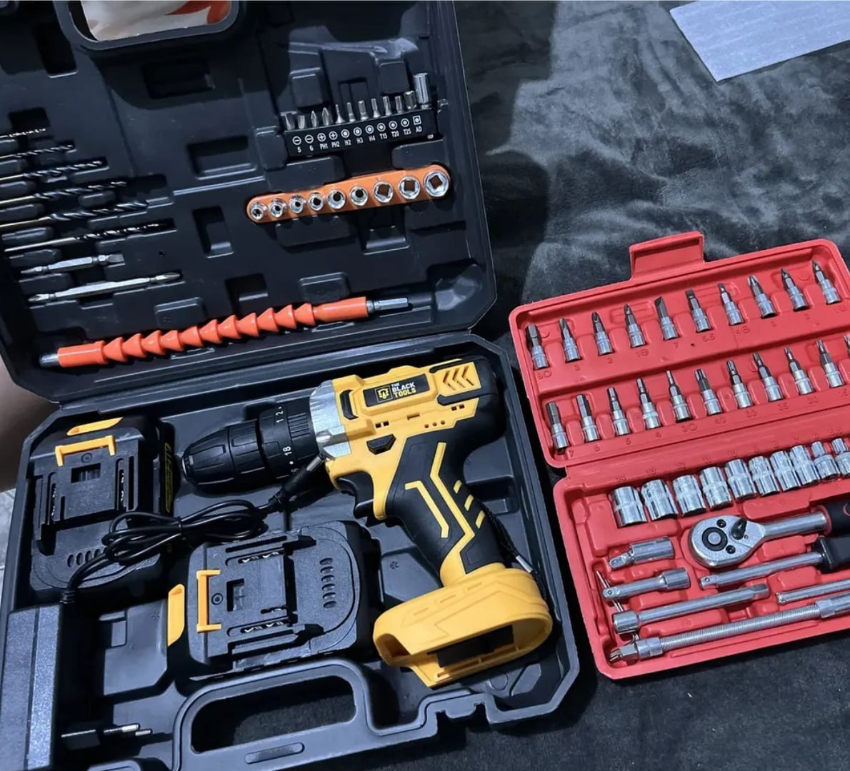 🧰 Furadeira Parafusadeira de Impacto 2 Baterias + 46 Peças