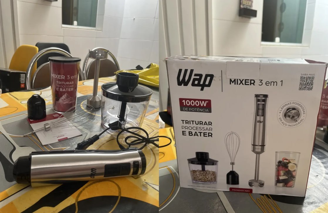 ✅ WAP Mixer Elétrico 3 em 1 1000W - 220V