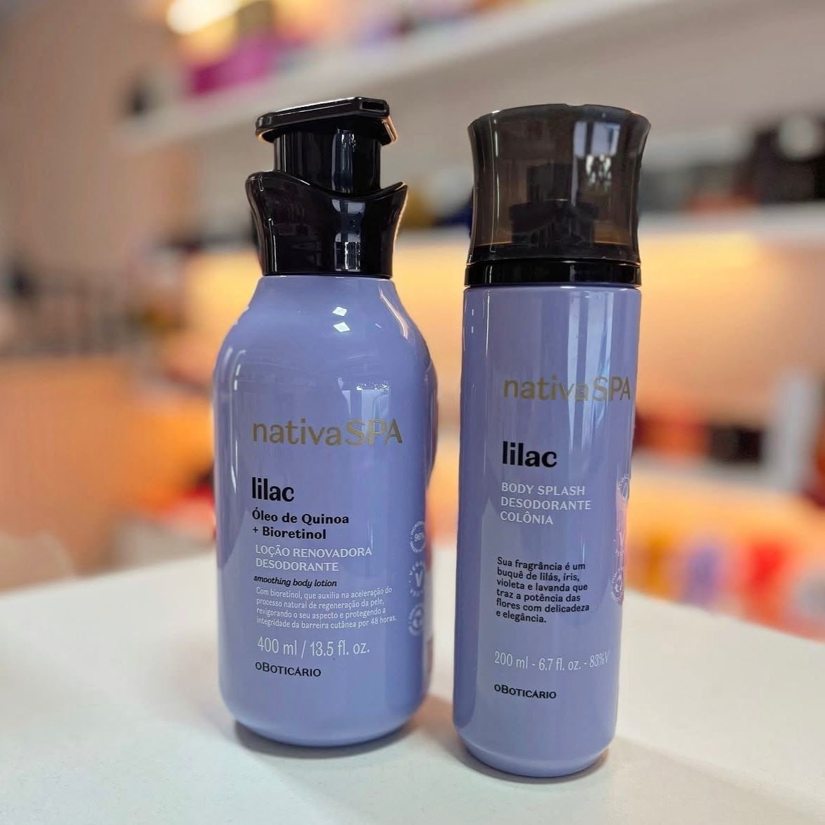 🧴 Nativa Spa Lilac: Loção Corporal 400ml + Body Splash 200ml