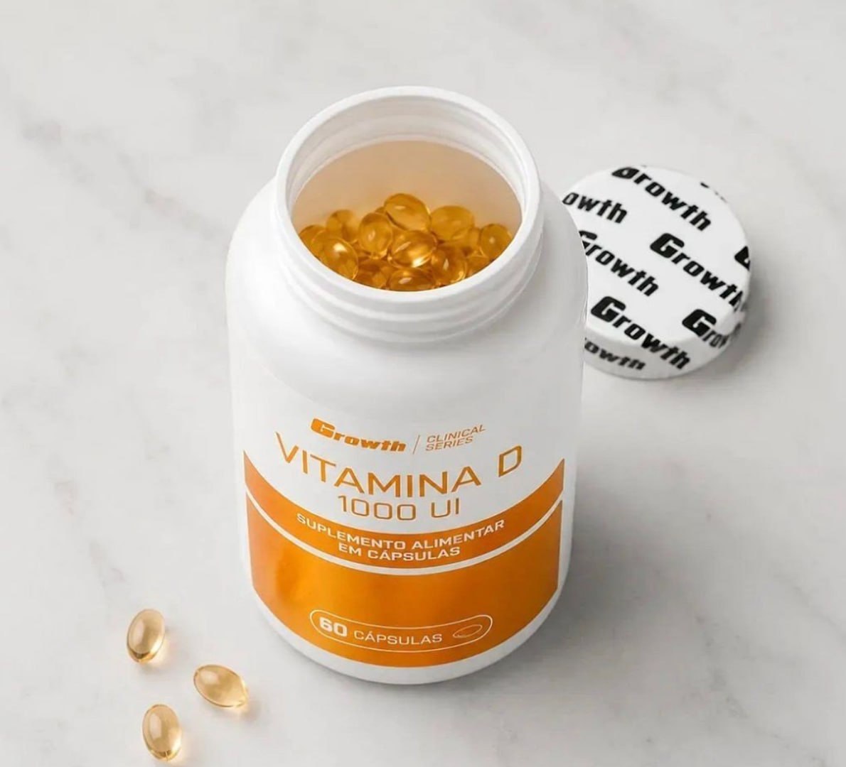 ✅ Vitamina D 1000ui 60 Cáps Growth Supplements