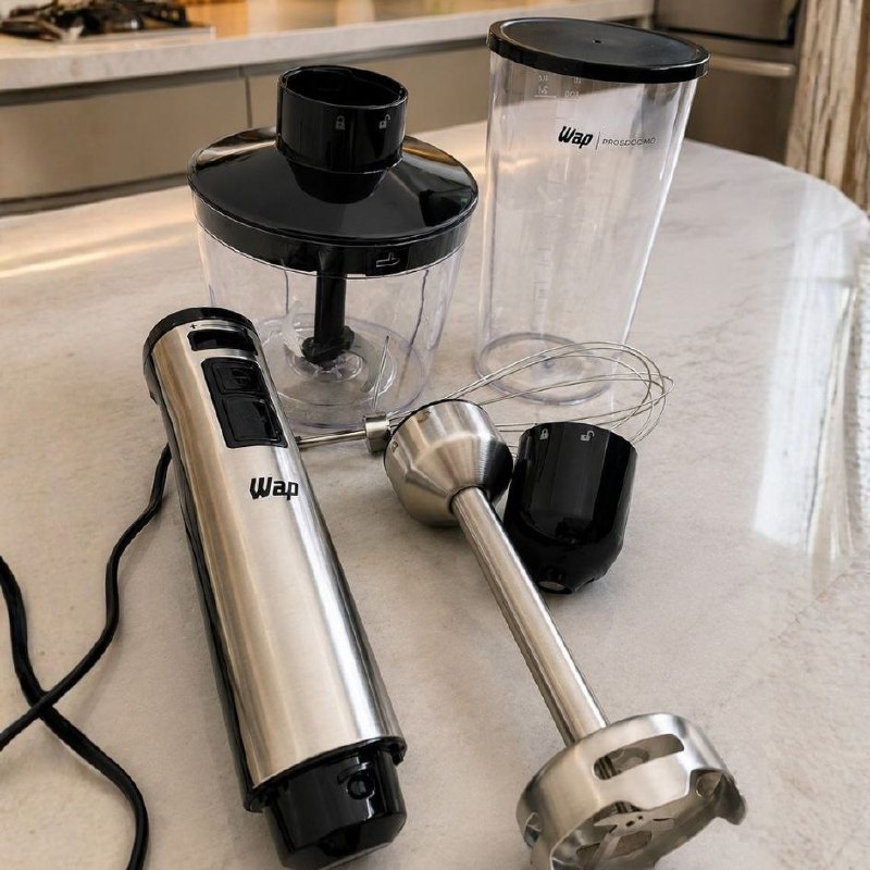 ✅ WAP Mixer Elétrico 3 em 1 com Processador, Miniprocessador e Batedor de Clara em Inox 127V