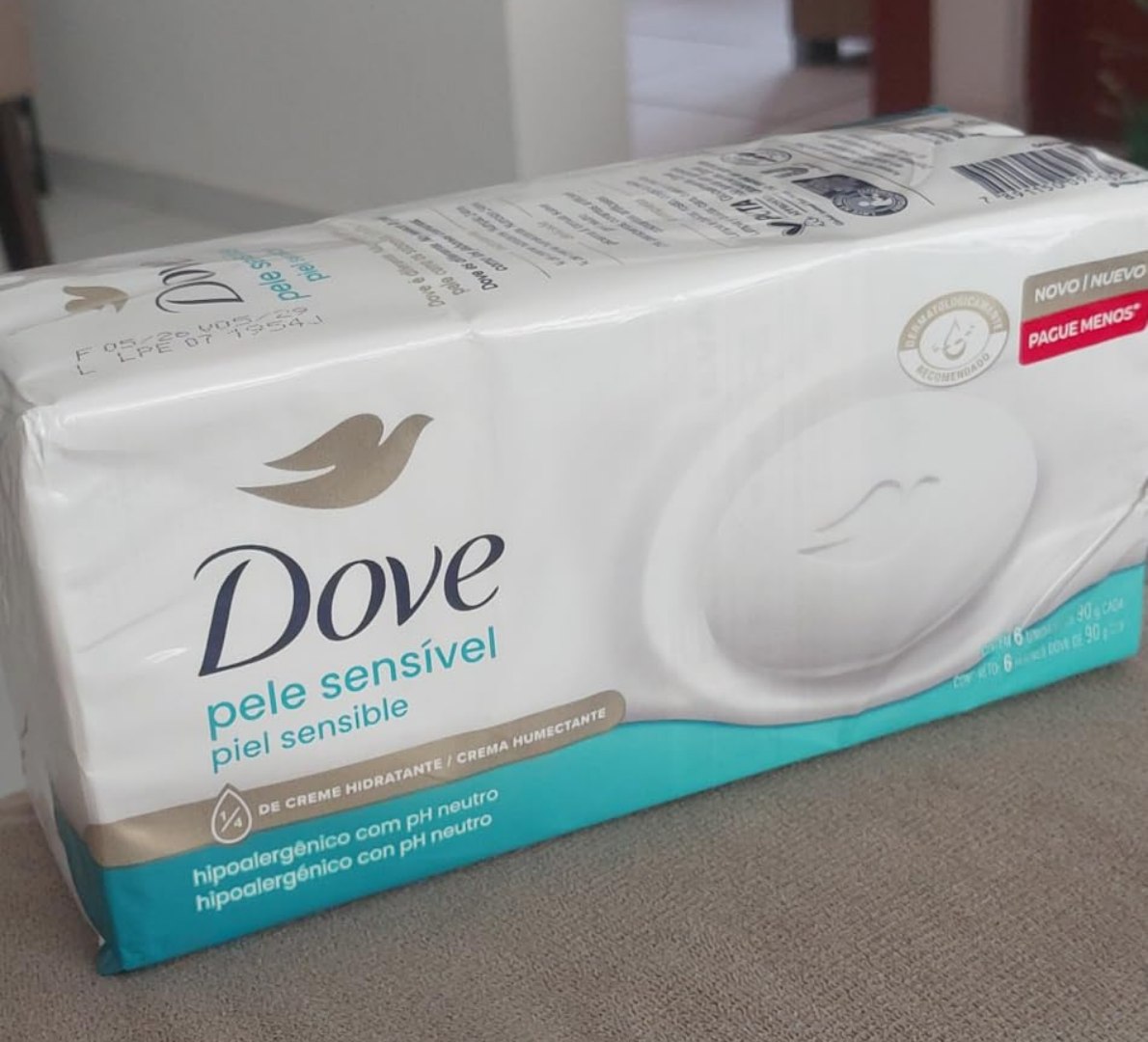 🧼 Dove Sabonete em Barra Pele Sensível 90g - 6 Unidades