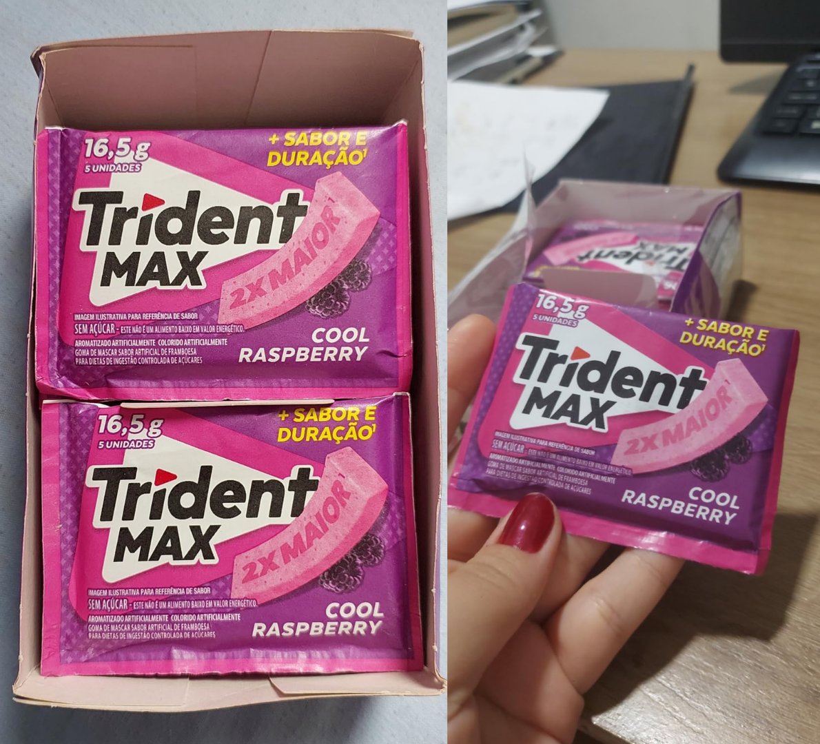 🍬 Chiclete Trident Max Cool Raspberry - Caixa com 14 unidades