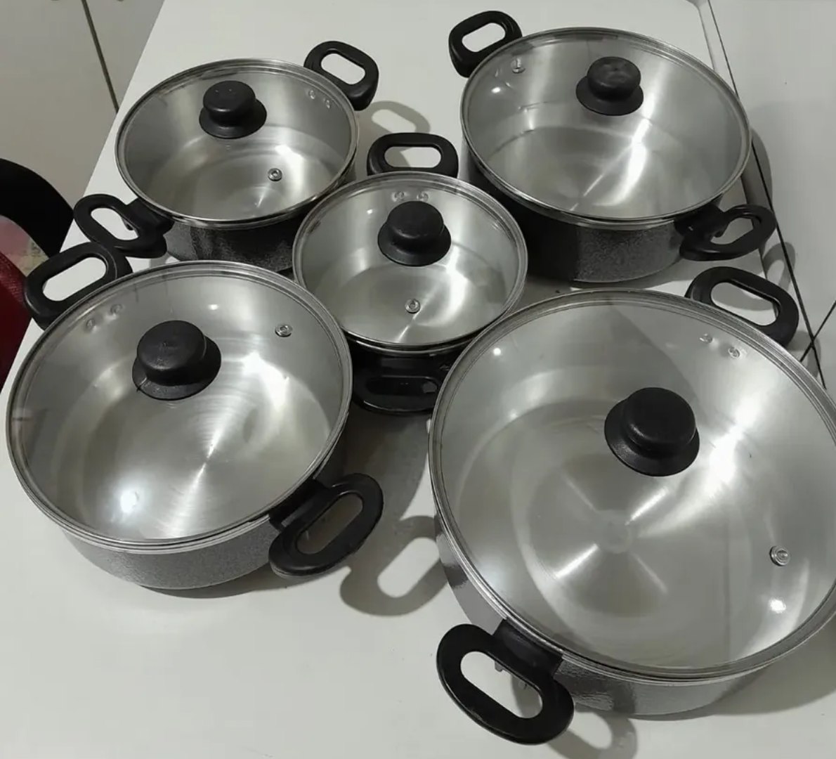 🥘 Conjunto De Panela com Tampa De Vidro 5 Peças