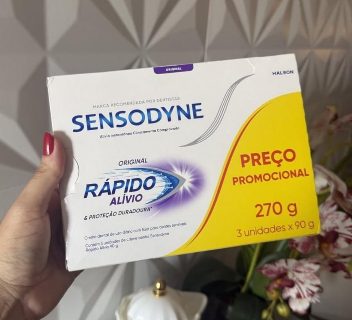 🦷 3 Unid de 90g Sensodyne Creme Dental p/ Sensibilidade Rápido Alívio