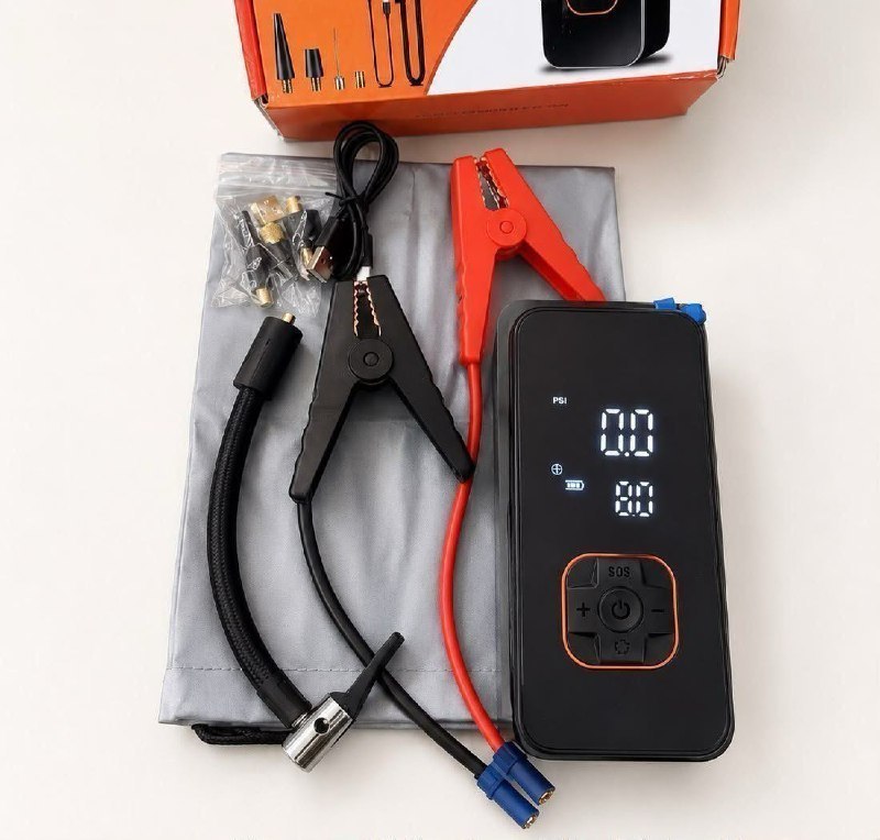✅ Kit Compressor de Ar Compacto 150 Psi + Auxiliar de Partida + Powerbank