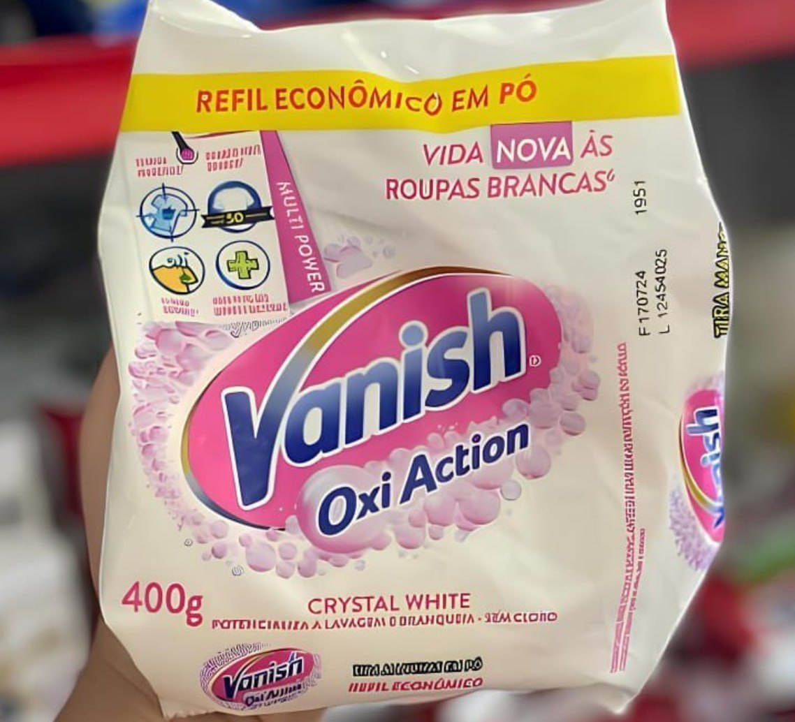 🫧 2x Tira Manchas em Pó Vanish Crystal White Oxi Action 400g