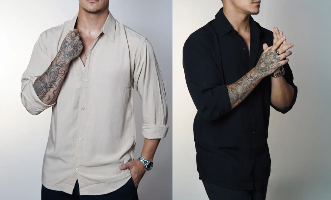 👕 Camisa De Linho Manga Longa Viscolinho (7 Cores)