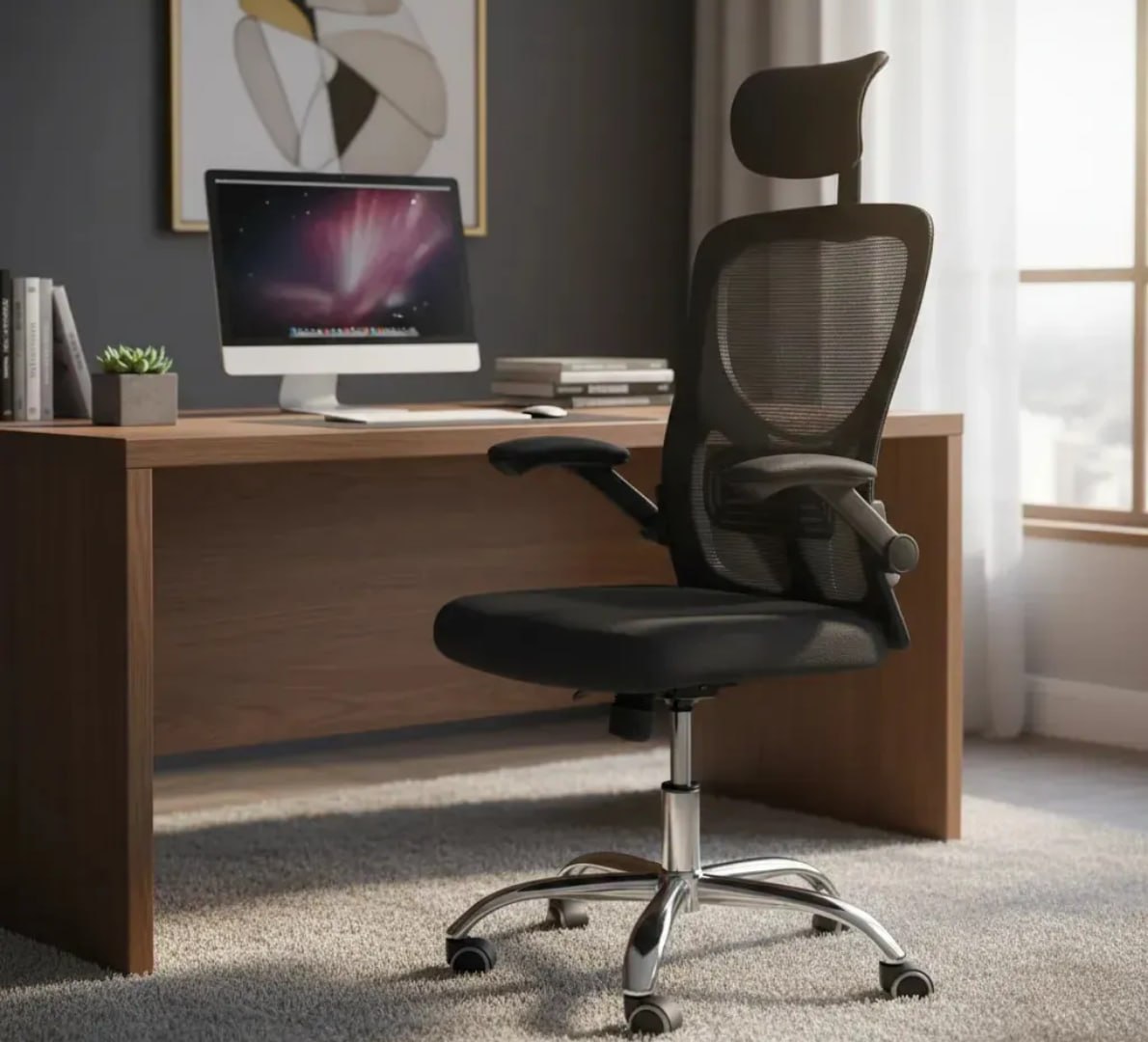 🪑 Cadeira Escritório Ergonômica Ravena Apoio Lombar E Nuca