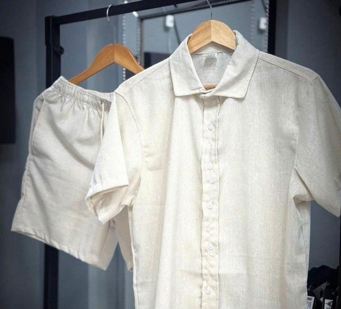 👕 Conjunto Linho Camisa + Shorts Com Bolso (várias cores)
