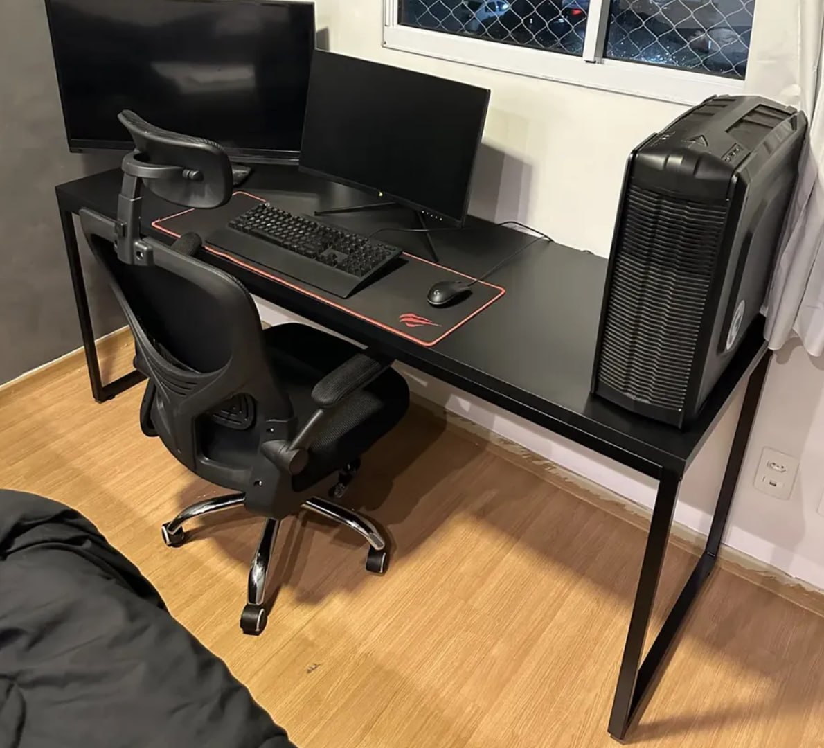 ✅ Mesa Para Escritório Diretor 1,80m Preto Ônix / Est.Preta